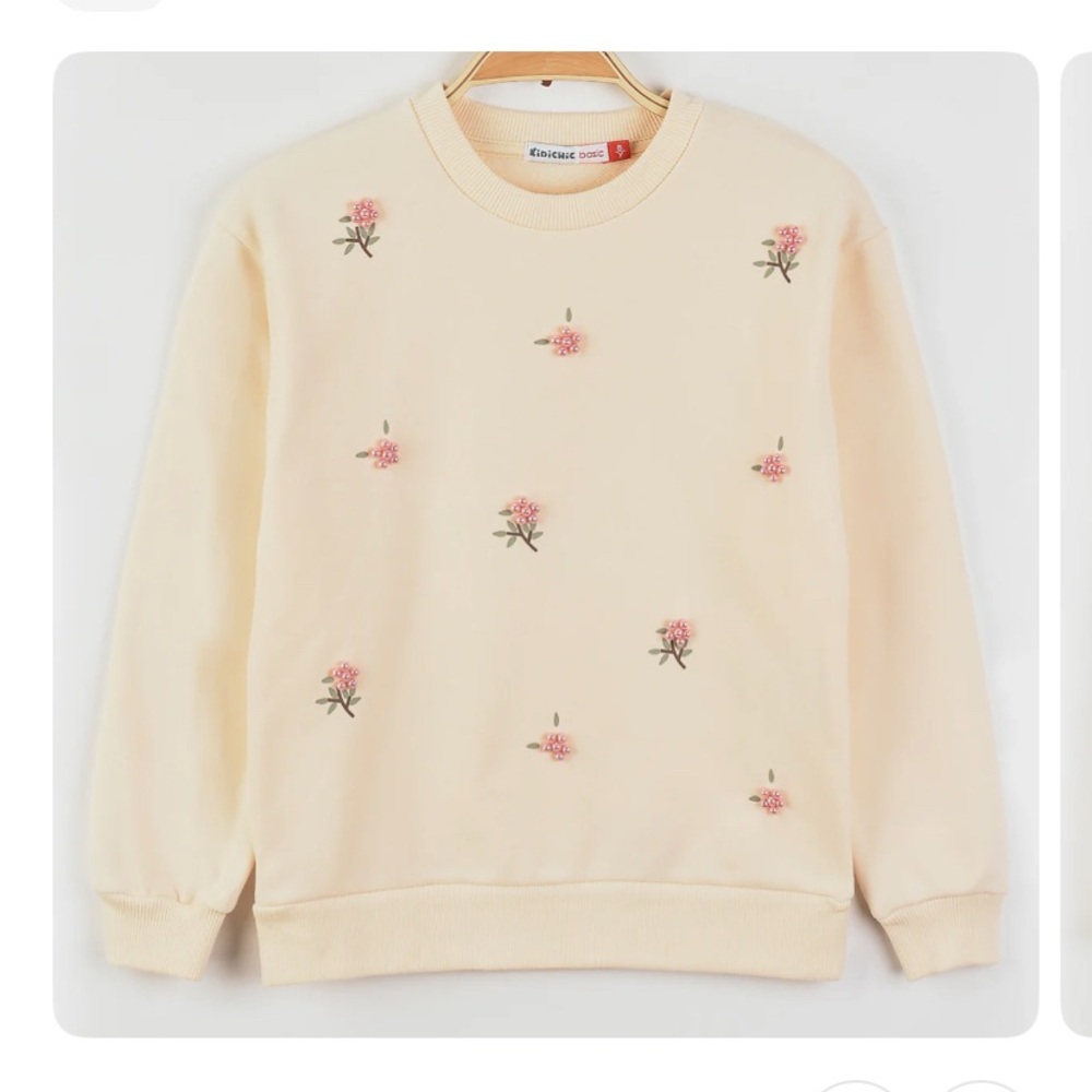 Floral Embroidered Cream Sweater